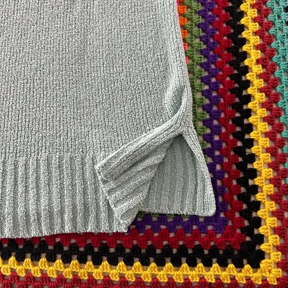 Vintage Y2K Chenille Pastel Soft Ribbed Knit Mockneck Tunic Sweater Craz… - Picture 10 of 15